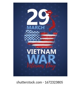 National vietnam war veterans day celebrated 29th of March in USA banner. National patriotic event greeting card. Remembrance day congratulation vector illustration. Anniversary of vietnam war.