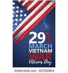 National vietnam war veterans day celebrated 29th of March in USA banner. National patriotic event greeting card. Remembrance day congratulation vector illustration. Anniversary of vietnam war.