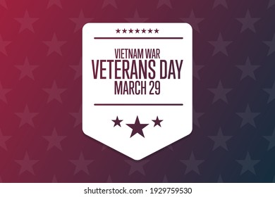 National Vietnam War Veterans Day. March 29. Holiday concept. Template for background, banner, card, poster with text inscription. Vector EPS10 illustration