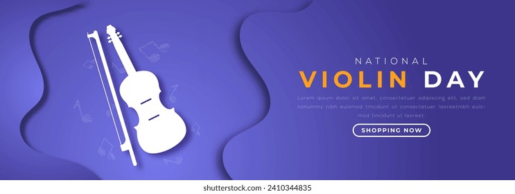 National Violin Day Paper cut style Vector Design Illustration for Background, Poster, Banner, Advertising, Greeting Card