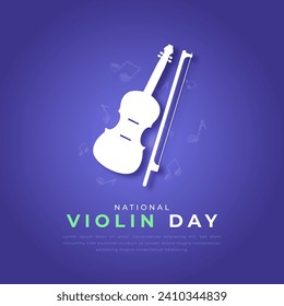 National Violin Day Paper cut style Vector Design Illustration for Background, Poster, Banner, Advertising, Greeting Card