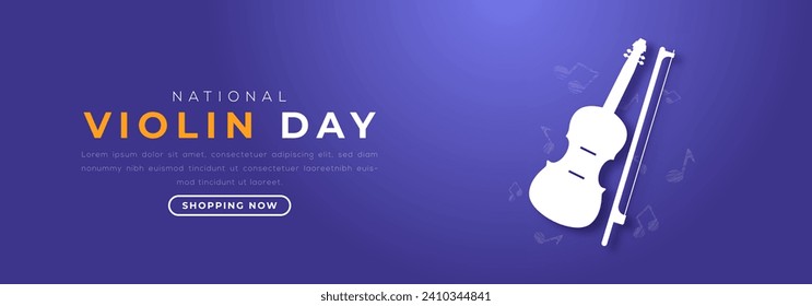 National Violin Day Paper cut style Vector Design Illustration for Background, Poster, Banner, Advertising, Greeting Card
