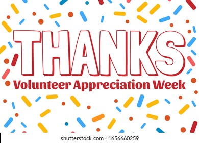 National Volunteer Appreciation Week holiday concept. April. Template for background, banner, card, poster with text inscription. Vector EPS10 illustration