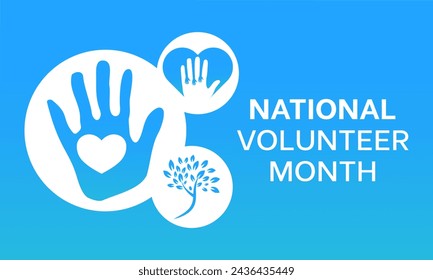 National Volunteer Month celebrated every year of April, Vector banner, flyer, poster and social medial template design.
