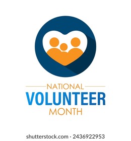 National Volunteer Month celebrated every year of April, Vector banner, flyer, poster and social medial template design.