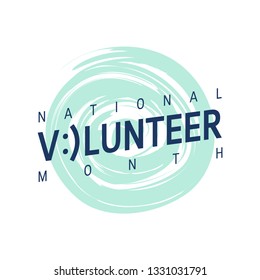 National volunteer month concept. Minimalistic design for posters, web banners, infographics etc. in flat style, vector
