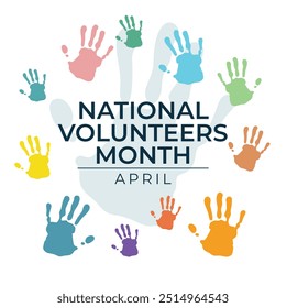 National Volunteers Month vector design template good for celebration usage. National Volunteers Mont design. flat design. eps 10.