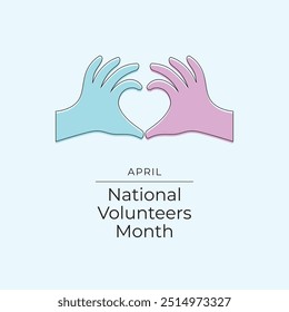 National Volunteers Month vector design template good for celebration usage. National Volunteers Mont design. continuous line drawing. eps 10.