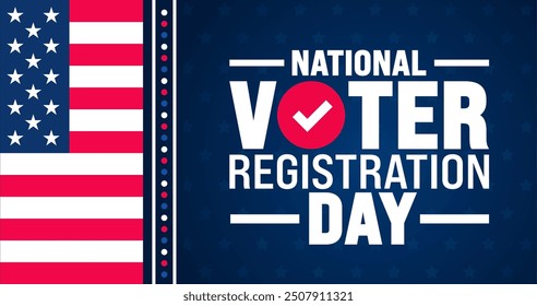 national voter registration day background or banner design template. Holiday concept. Template for background, banner, card, poster, placard, design template with unique shapes with standard color.