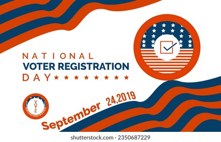 National Voter Registration Day Encourages Civic Participation and Electoral Engagement. Empowering Democracy vector banner template.