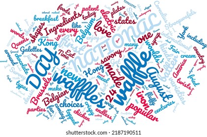 National Waffle Day 24 August Word Cloud In Vector Art Creative Colourful White Back Ground