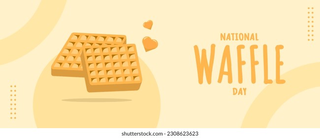 National Waffle Day on 24 August Banner Background. Horizontal Banner Template Design. Vector Illustration