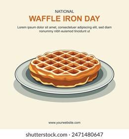 National Waffle Iron Day background. Vector illustration.