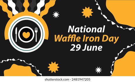 National Waffle Iron Day vector banner design. Happy National Waffle Iron Day modern minimal graphic poster illustration.