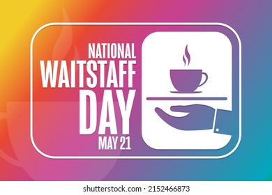 National Waitstaff Day. May 21. Holiday concept. Template for background, banner, card, poster with text inscription. Vector EPS10 illustration svg