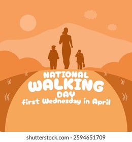 National Walking Day is celebrated on the first Wednesday in April. Park environment in the afternoon with several people taking an evening stroll.