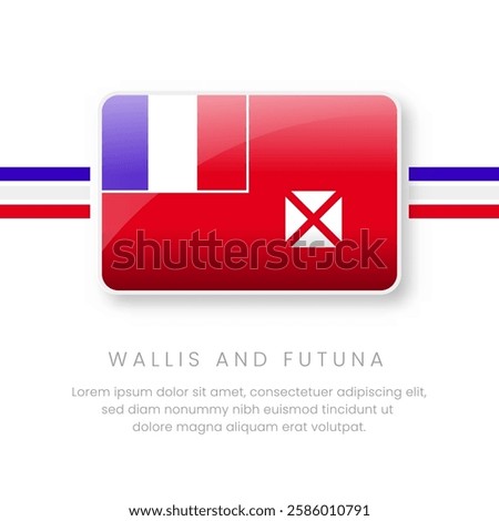 National Wallis and Futuna Flag.Vector Wallis and Futuna Button Flag. Realistic National Flag Design and Vector Template