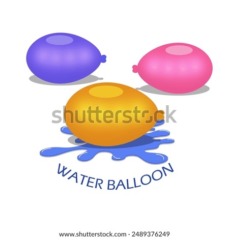 National Water Balloon Day event banner. Several balloons filled with water with water spill on white background to celebrate on August