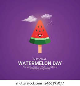 National Watermelon Day creative ads design. Watermelon Day icon isolated on Template for background. Watermelon Day ads poster, August 3. Important day