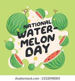 national watermelon day design template for celebration. watermelon vector design. watermelon image. flat watermelon illustration.