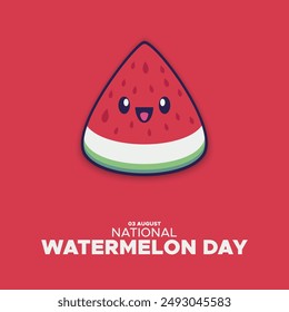 National Watermelon Day, Watermelon Day held on 03 August, editable template, National Watermelon Day stock illustration.