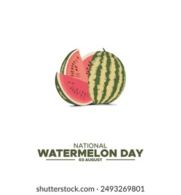 National Watermelon Day, Watermelon Day held on 03 August, editable template, National Watermelon Day stock illustration.