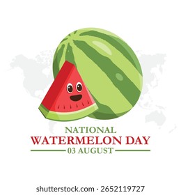 National Watermelon Day, Watermelon Day held on 03 August, editable template, National Watermelon Day stock illustration.vector illustration. eps file.