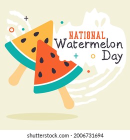 
National watermelon day, holiday, red and yellow color, sticker, poster