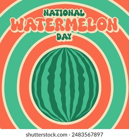 National watermelon day illustration with groovy style