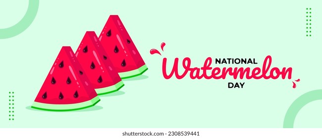 National Watermelon Day on 03 August Banner Background. Horizontal Banner Template Design. Vector Illustration