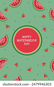 National Watermelon Day on 03 August Banner Background.Vector Illustration
