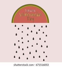 National Watermelon Day Poster.  Vector Illustration. 3 august american food holiday event greeting card