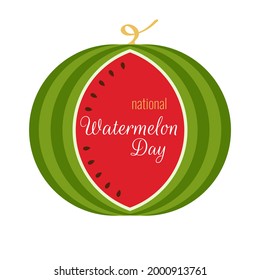 National Watermelon Day. Vector Icon Sticker Logo Vector Banner Design Print