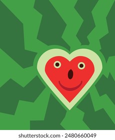 National Watermelon Day. Vector illustration of a watermelon and a slice of watermelon in the form of a heart.Design for banner, poster, logo, sign, sticker.