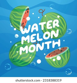 national watermelon month design template for celebration. watermelon vector design. watermelon vector illustration. flat vector design.