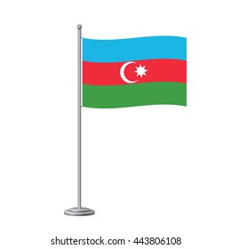 National waving flag of Azerbaijan on a pole. vector 3d country national symbol on a white background