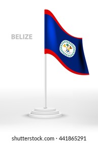 National waving flag of Belize on a pole. vector 3d country national symbol on a white background
