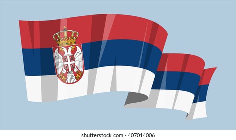 National waving flag vector editable banner ribbon country world Serbia Europe