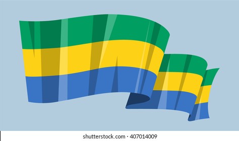National waving flag vector editable banner ribbon country world Gabon Africa