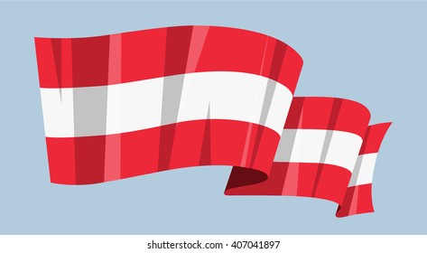 National waving flag vector editable banner ribbon country world Austria Europe