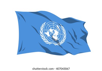 National waving flag vector editable banner ribbon country world UN blue flag United Nations Earth flag