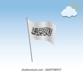 National waving vector flag of the Afghanistan. flag waving in the wind against a blue sky