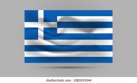 The national wavy flag of the Greece.