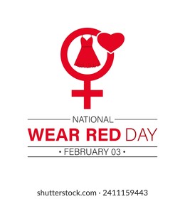 National Wear Red Day celebrated every year on February 2nd. Vector banner, flyer, poster and social medial template design.