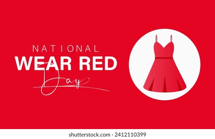 National Wear Red Day celebrated every year on February 2nd. Vector banner, flyer, poster and social medial template design.