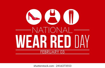 National Wear Red Day celebrated every year on February 2nd. Vector banner, flyer, poster and social medial template design.