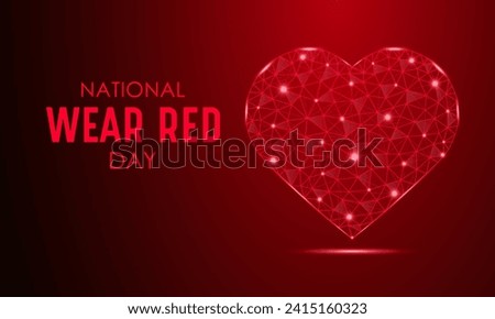 National Wear Red Day celebrated every year on February 2. Vector illustration on the theme of Wear Red Day. Vector Template for banner, greeting card, poster and background design.