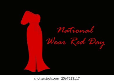 National Wear Red Day. Red dress to show their support and raise awareness about cardiovascular disease on black background. Vector illustration. Not AI generated 