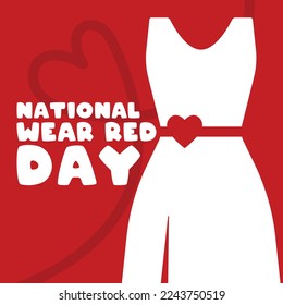 National Wear Red Day. February. Red and white design vector. Love line icon. Poster, banner, card, background. Eps 10.