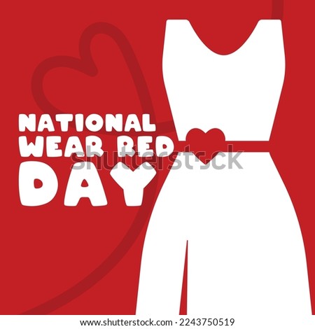 National Wear Red Day. February. Red and white design vector. Love line icon. Poster, banner, card, background. Eps 10.